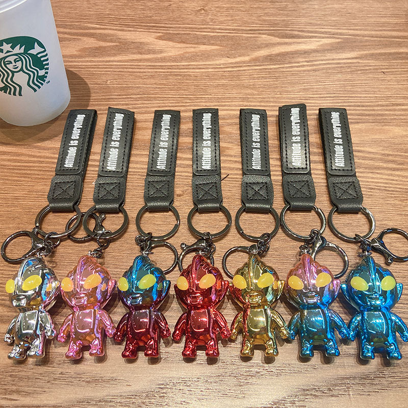 Electroplating Creative Ultraman Key Chain Cartoon Doll Gift Key Pendant Car Ornament Acrylic Key Chain