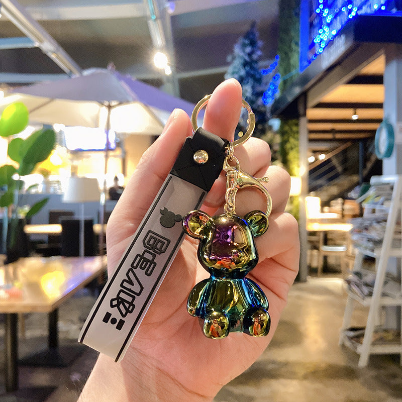 Electroplating Acrylic Violent Bear Key Chain Creative Doll Doll Bag Pendant Schoolbag Pendant Cute Key Chain