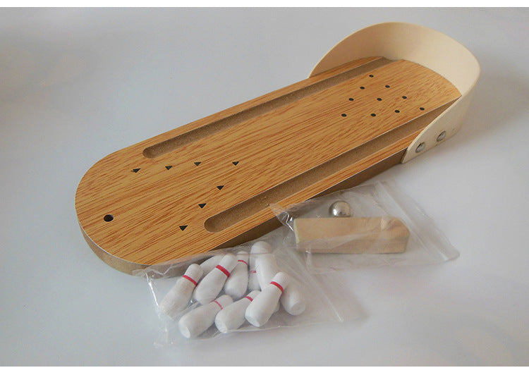 Mini Bowling Table Games Wooden Children's Educational Innovative Toys Solid Wood Parent-Child Fun Ball