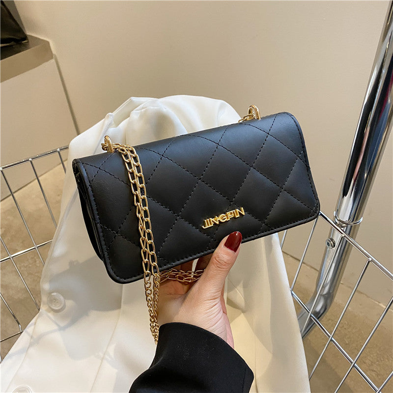 Girls Bag Summer Bag New Hand Carrying Fashion Lingge Chain Messenger Bag Single Shoulder Small Square Bag