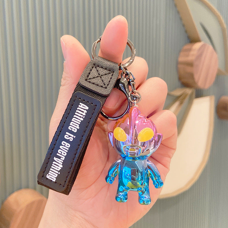 Electroplating Creative Ultraman Key Chain Cartoon Doll Gift Key Pendant Car Ornament Acrylic Key Chain
