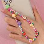 Go2Boho Mobile Phone Lanyard Heishi Disc Beads Crystal Bead Chain For Phone Smile Chains LOVE Letter String Wristband