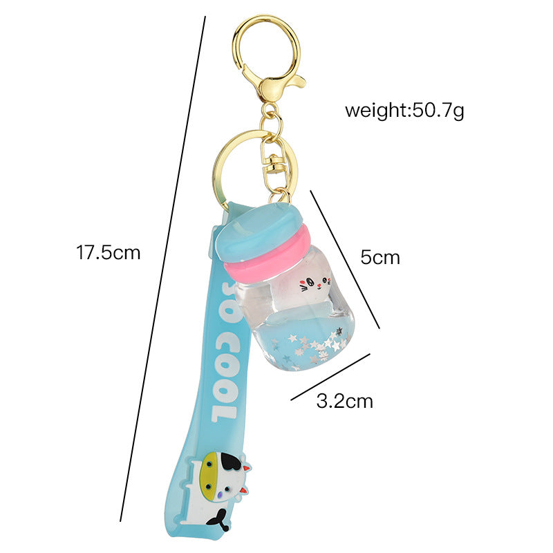Floating Kitten Macaron Quicksand Key Chain Surfing Cat Drifting Bottle Pendant Into The Oil Pendant Clip Doll Machine