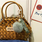 Creative Floral Ribbon Key Chain Cute Plush Bag Pendant Small Fresh Pearl Car Key Chain Accessories Pendant