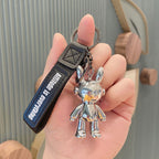 Electroplating Creative Listening Song Rabbit Key Chain Cute Doll Pendant Key Pendant Acrylic Cartoon Car Key Chain