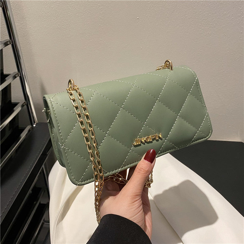 Girls Bag Summer Bag New Hand Carrying Fashion Lingge Chain Messenger Bag Single Shoulder Small Square Bag