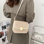 Niche Design Casual Saddle Bag Women's Summer Straw Bag Fashion Half Round Bag Korean Version All-Match Messenger Bag