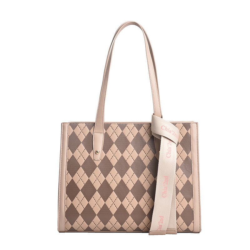 Checkerboard Rhombus Shoulder Bag New Spring Tote Bag Fashion Underarm Large Bag Casual Large Capacity Handbag