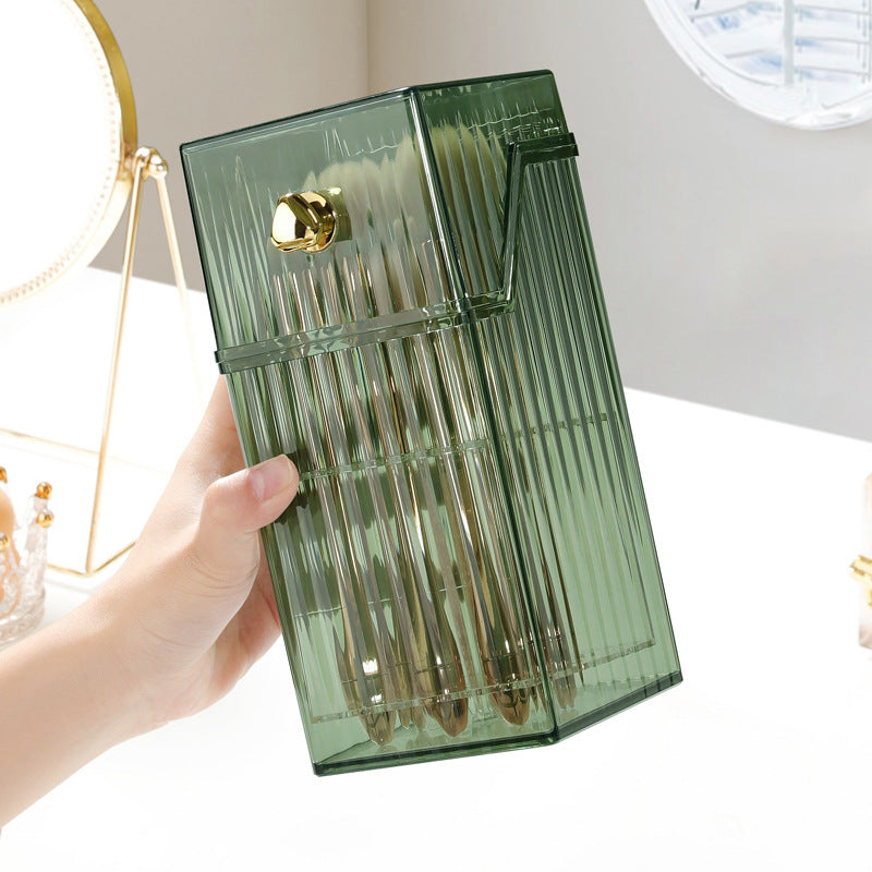 Light Luxury Makeup Brush Storage Bucket Desktop Senior Sense Brush Bucket Dust Eyebrow Pencil Eye Shadow Brush Rack Organizer