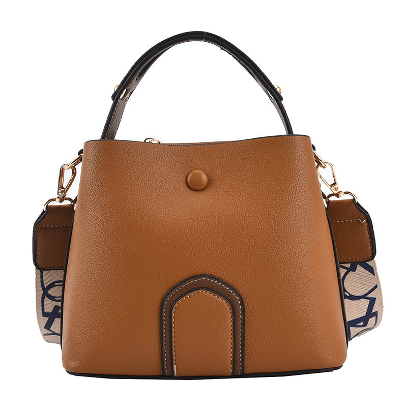 Women's Bag New Spring Simple Bucket Bag PU Casual Bag Handbag Single Shoulder Messenger Bag