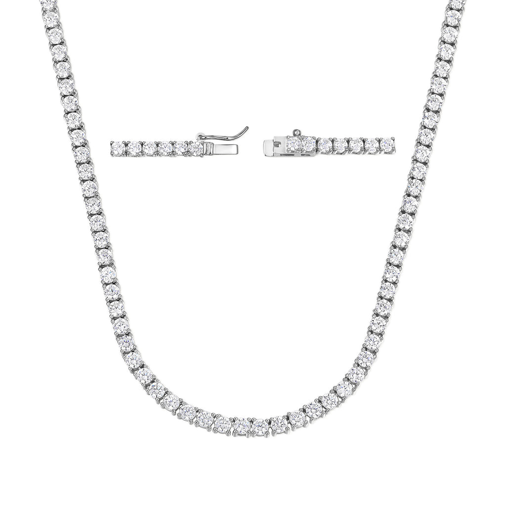 white Gold Zirconia Tennis Necklace Fashion Trendy Style Neck Chain