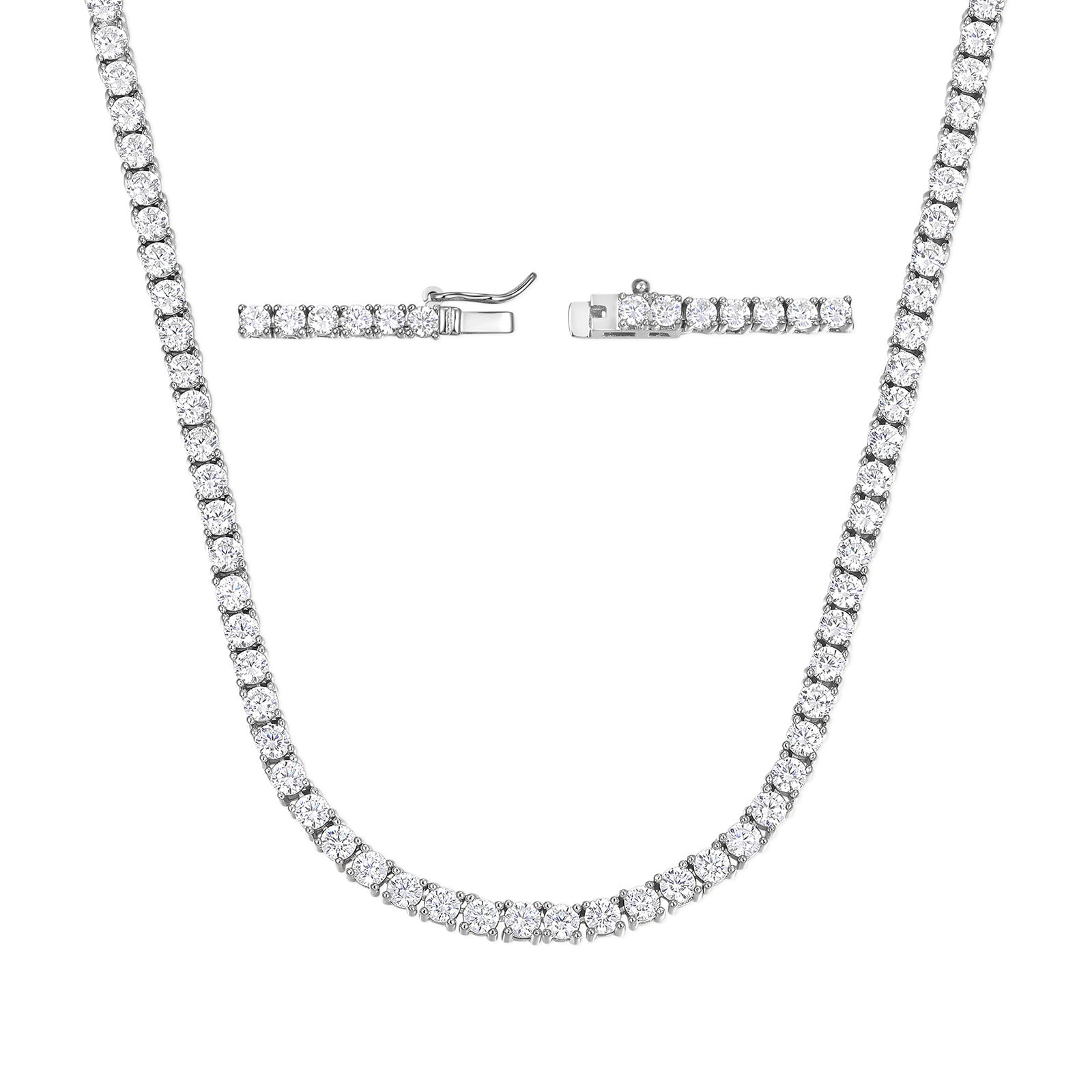 white Gold Zirconia Tennis Necklace Fashion Trendy Style Neck Chain