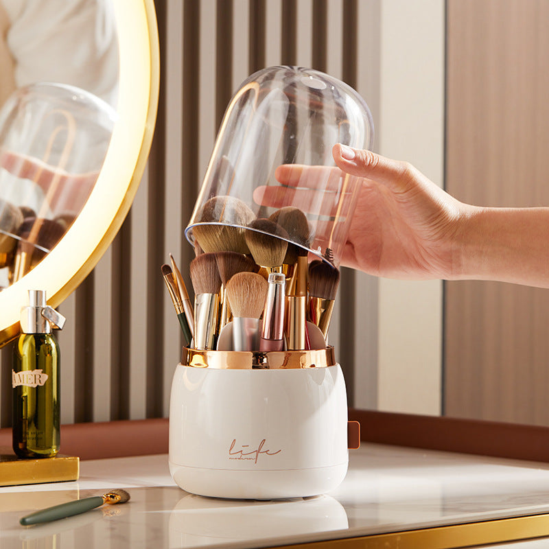 Luxury Wind Makeup Brush Storage Bucket Dust-Proof Lipstick Eyebrow Pencil Cosmetics Storage Box Rotating Brush Barrel