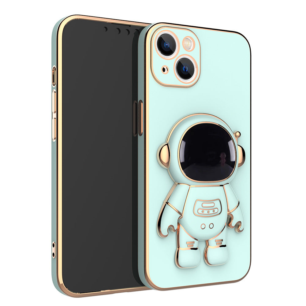 For iPhone13 Mobile Phone Shell New Electroplating 6D Astronaut Bracket Apple 12 Astronaut Anti-Fall Protective Cover