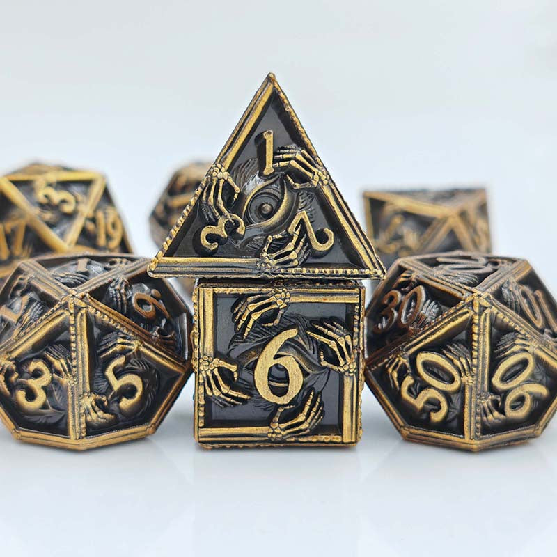 Popular New Eye Hand Dice Set, D&amp;D Cthulhu Role-Playing Game, 7-Piece Metal Dice Set