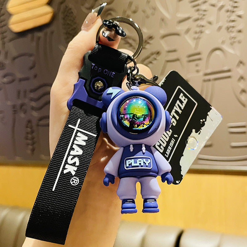 Net Red Couple Lightning Bear Keychain Girls Exquisite Cute Schoolbag Pendant Doll Boys Car Key Ornament