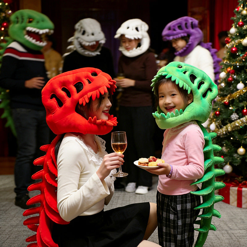 Dinosaur Skeleton Headpiece Dinosaur Bones Hat Mask Cosplay Decoration Prop for Kids and Adults