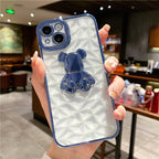Suitable For iPhone13pro Stereo Violent Bear Mobile Phone Case Apple 12 Electroplating Transparent XSMAX Soft Cover 7Plus