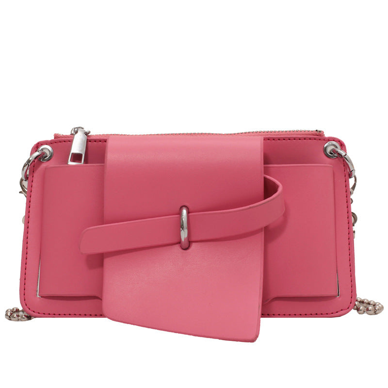Summer New Women's Bag Trend Line Shoulder Bag New Fashion PU Mobile Phone Bag Motorcycle Bag Coin Purse Bag