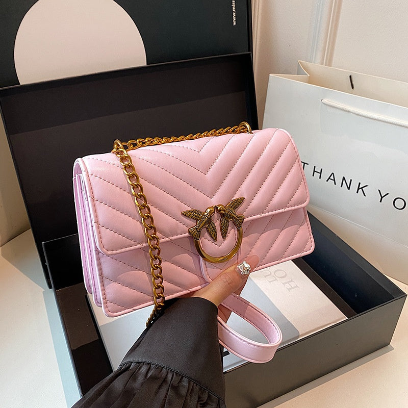 Ladies' Chain Bag Crossbody Bag Elegant Fashion Versatile Shoulder Bag Embroidered Small Square Bag