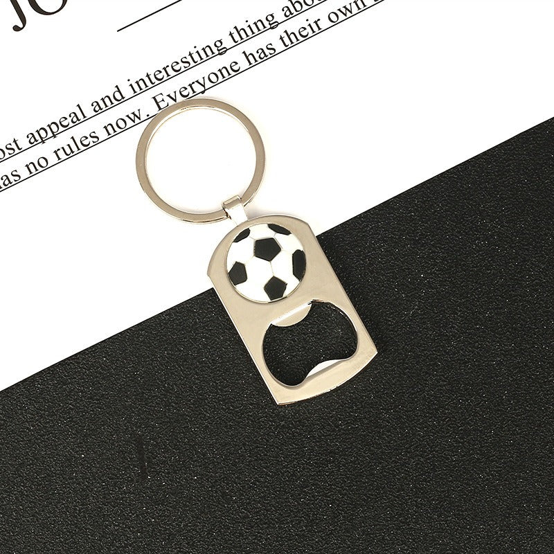 Qatar World Cup Small Gift Baking Varnish Metal Bottle Opener Basketball Football Key Chain