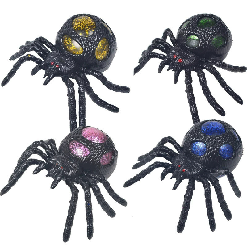 Halloween Adult Prank Toy Healthy Black Glitter Spider Stress Ball  Decompression