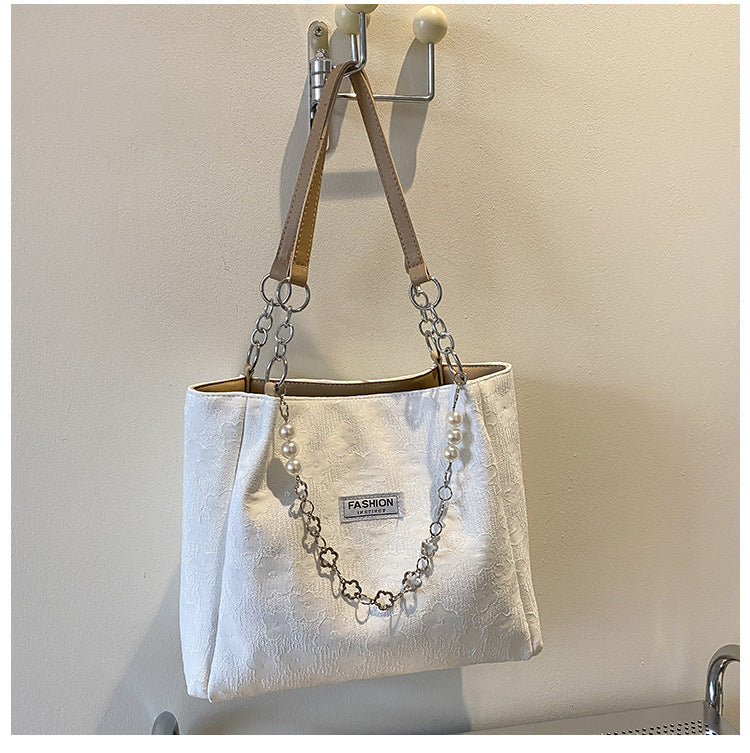 Niche Temperament Handbag On The New Summer Shoulder Underarm Bag Large Capacity Tote Bag Pearl Chain Bag