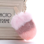 Fluffy Faux Fur Pom Pom Ice Cream Keychain Keyring Holder Cover Women Bag Charms Ornaments Pendant Jewelry Accessories