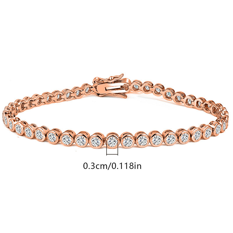 3mm Copper-Embedded Zirconia Bracelet Fashion Creative Round Bead Tennis Bracelet INS Style