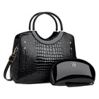 Handbag snake patterned mother and child bag shiny leather platinum bag