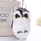 15CM Cute Fluffy Owl Keychain & Pendant Women Key Ring Holder Faux Bunny Rabbit Fur Pompoms Key Chains For Handbag 2C0268