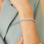Fashion Chain Bracelet with Fishbone Zircon, Gold and Silver, Elegant Full Diamond Tennis Bracelet for Women, Mother's Day Gift