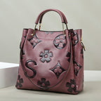 Handbag Women's Fashion Embossed Tote Bag Large Capacity Maternity Bucket Bag
