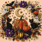 Spooky Ghost Diamond Art Kit, Halloween DIY Wall Decor for Adults & Beginners, Full Drill Gem Painting