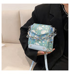 Retro Trend Shoulder Bag New Fashion Graffiti Bag Simple Chain Bag Women's Pu Messenger Bag