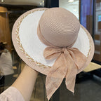Straw Bag and Hat Set for Women, Beach Vacation, Versatile Sun Protection Wide Brim Hat, Commute Travel Large Capacity Tote Bag
