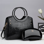 Handbag snake patterned mother and child bag shiny leather platinum bag