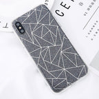 Glitter Bling Powder Phone Case For iPhone X Geometric Lines Hard PC Back Cover Cases For iPhone 8 7 6 6s Plus 5 5s SE