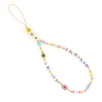 Go2Boho Mobile Phone Lanyard Heishi Disc Beads Crystal Bead Chain For Phone Smile Chains LOVE Letter String Wristband