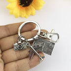 Travel Postcard Keychain, Plane Key Chain, Camera Key Chains, Wanderlust Keyring, Photography Key Clips Gift for Traveller Charm