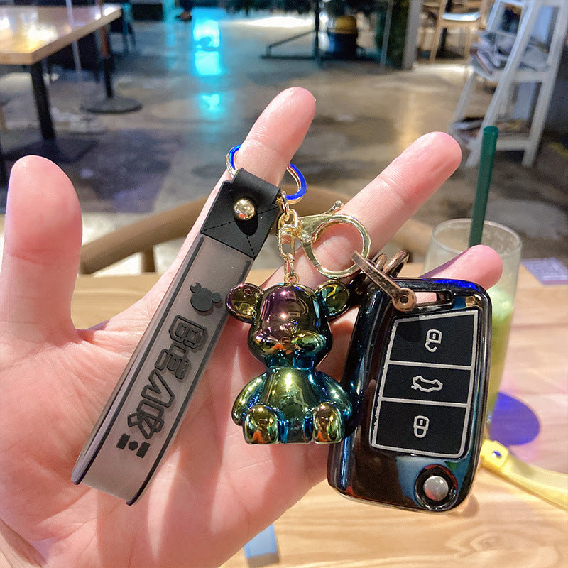 Electroplating Acrylic Violent Bear Key Chain Creative Doll Doll Bag Pendant Schoolbag Pendant Cute Key Chain