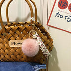 Creative Floral Ribbon Key Chain Cute Plush Bag Pendant Small Fresh Pearl Car Key Chain Accessories Pendant
