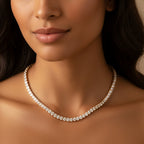 white Gold Zirconia Tennis Necklace Fashion Trendy Style Neck Chain