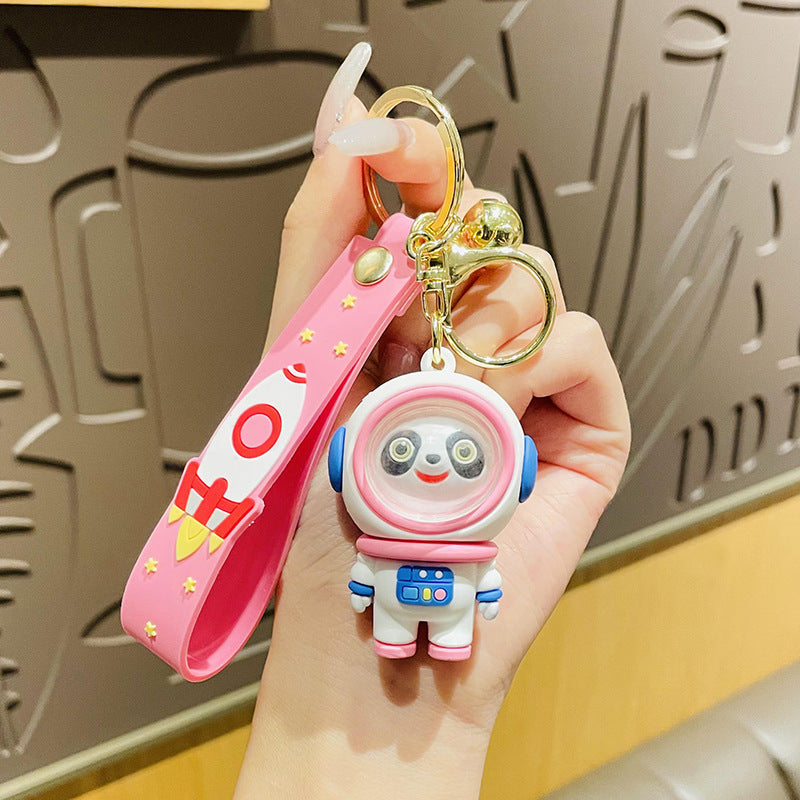 Cute Panda Astronaut Key Chain Female Exquisite Creative Couple Astronaut Car Key Chain Bag Pendant Key Accessories
