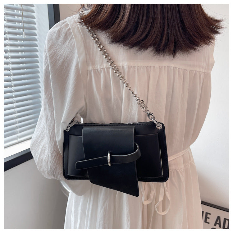 Summer New Women's Bag Trend Line Shoulder Bag New Fashion PU Mobile Phone Bag Motorcycle Bag Coin Purse Bag