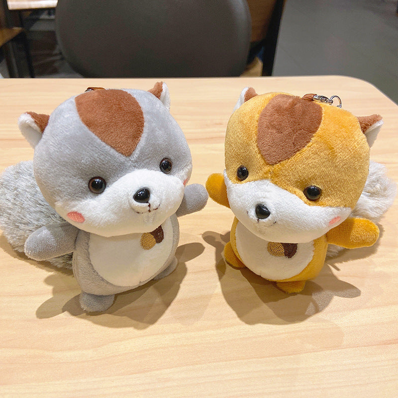 Plush Squirrel Bag Key Chain Cute Schoolbag Doll Couple Key Pendant Backpack Pendant Doll Key Chain