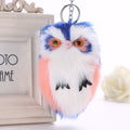 15CM Cute Fluffy Owl Keychain & Pendant Women Key Ring Holder Faux Bunny Rabbit Fur Pompoms Key Chains For Handbag 2C0268