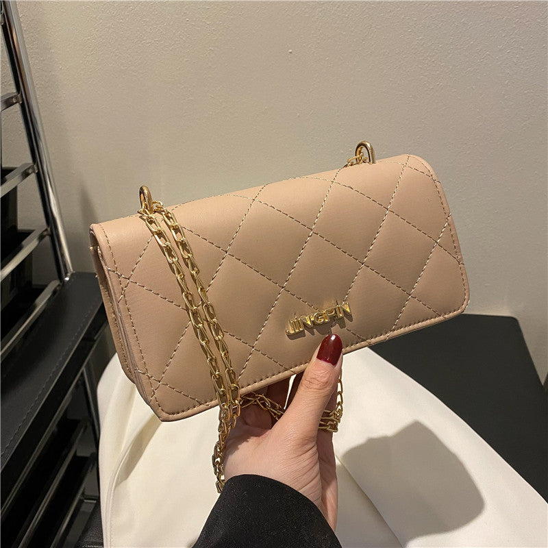 Girls Bag Summer Bag New Hand Carrying Fashion Lingge Chain Messenger Bag Single Shoulder Small Square Bag