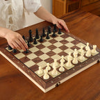 Chess Magnetic Wooden Mini Foldable Board for Kids Beginners with Small Magnetic Chess Pieces