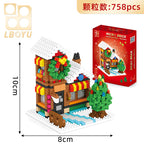 Compatible With Lego Toys Small Pellet Building Blocks Santa Claus Sleigh Elk Christmas Gifts
